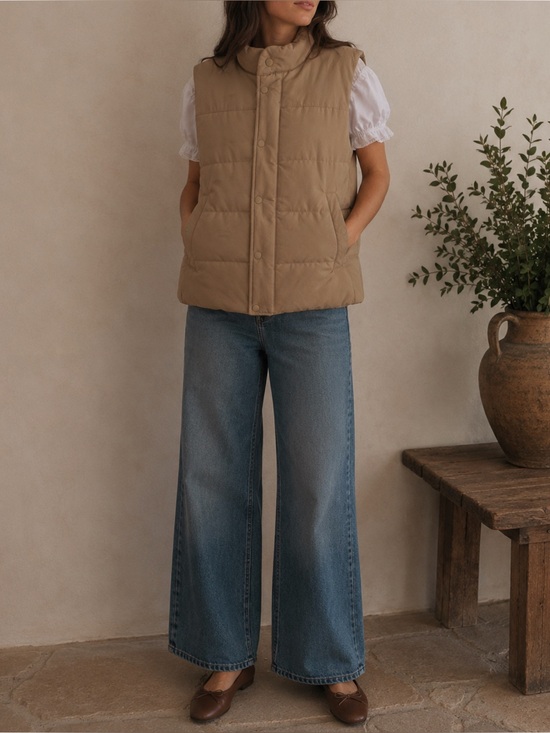 Uniqlo Jackets & Blazers - Uniqlo Beige Khaki Minimalist Puffer Vest Fits XS-M